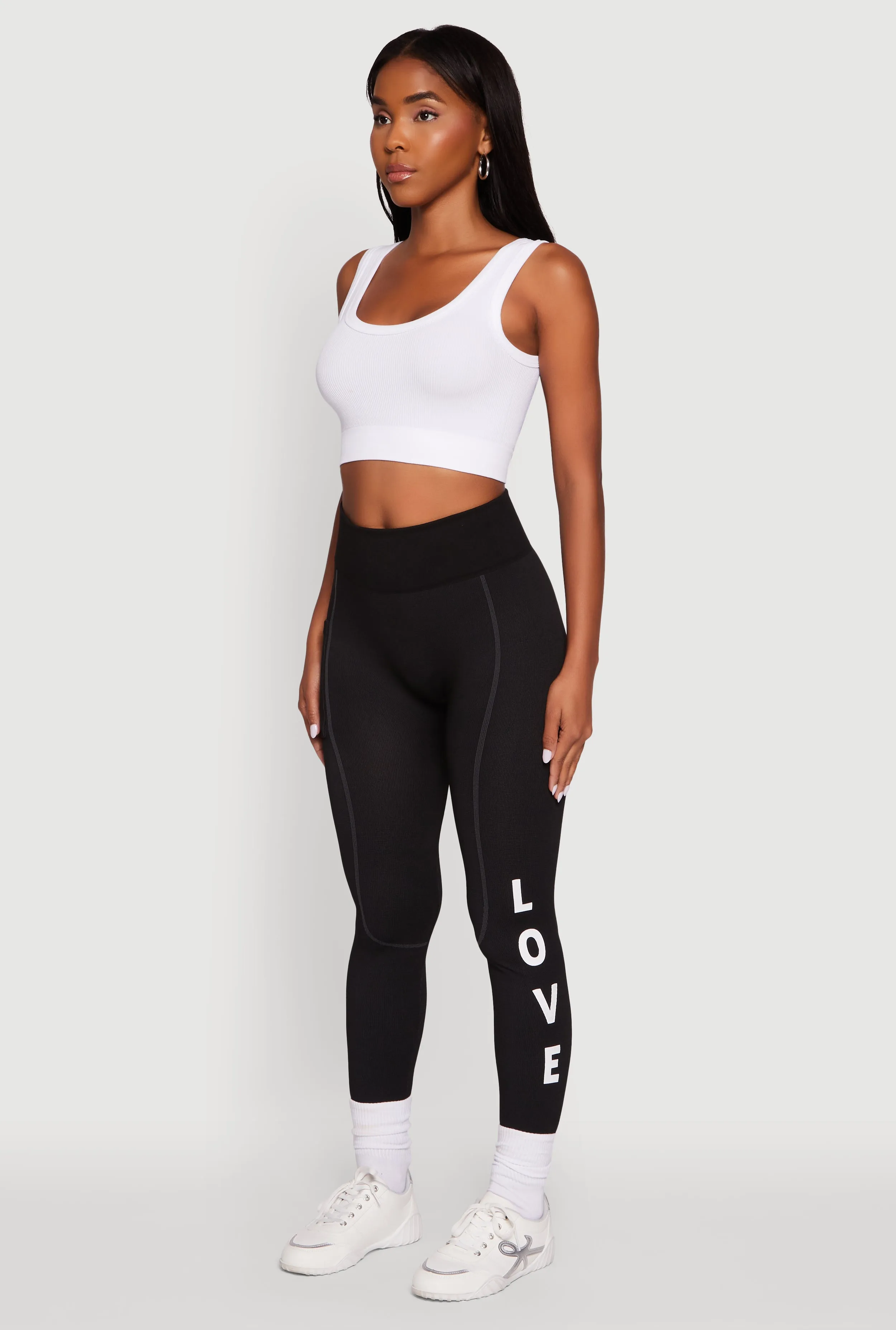 Clean Cut Love Graphic High Waisted Leggings with Cell Phone Pocket