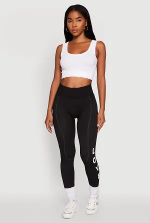 Mountain Hike Body Shaping Love Graphic High Waisted Leggings with Cell Phone Pocket
