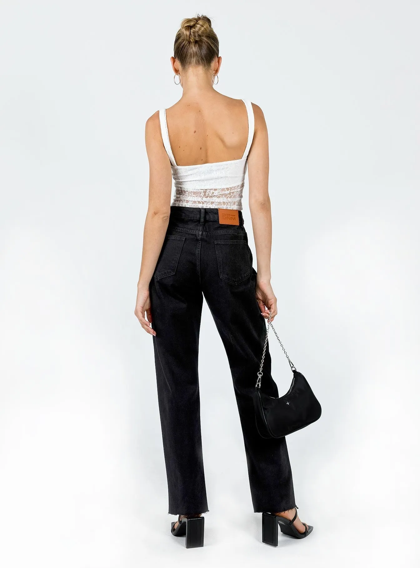 Raw Hem Design Gerarde Straight Leg Jean Black