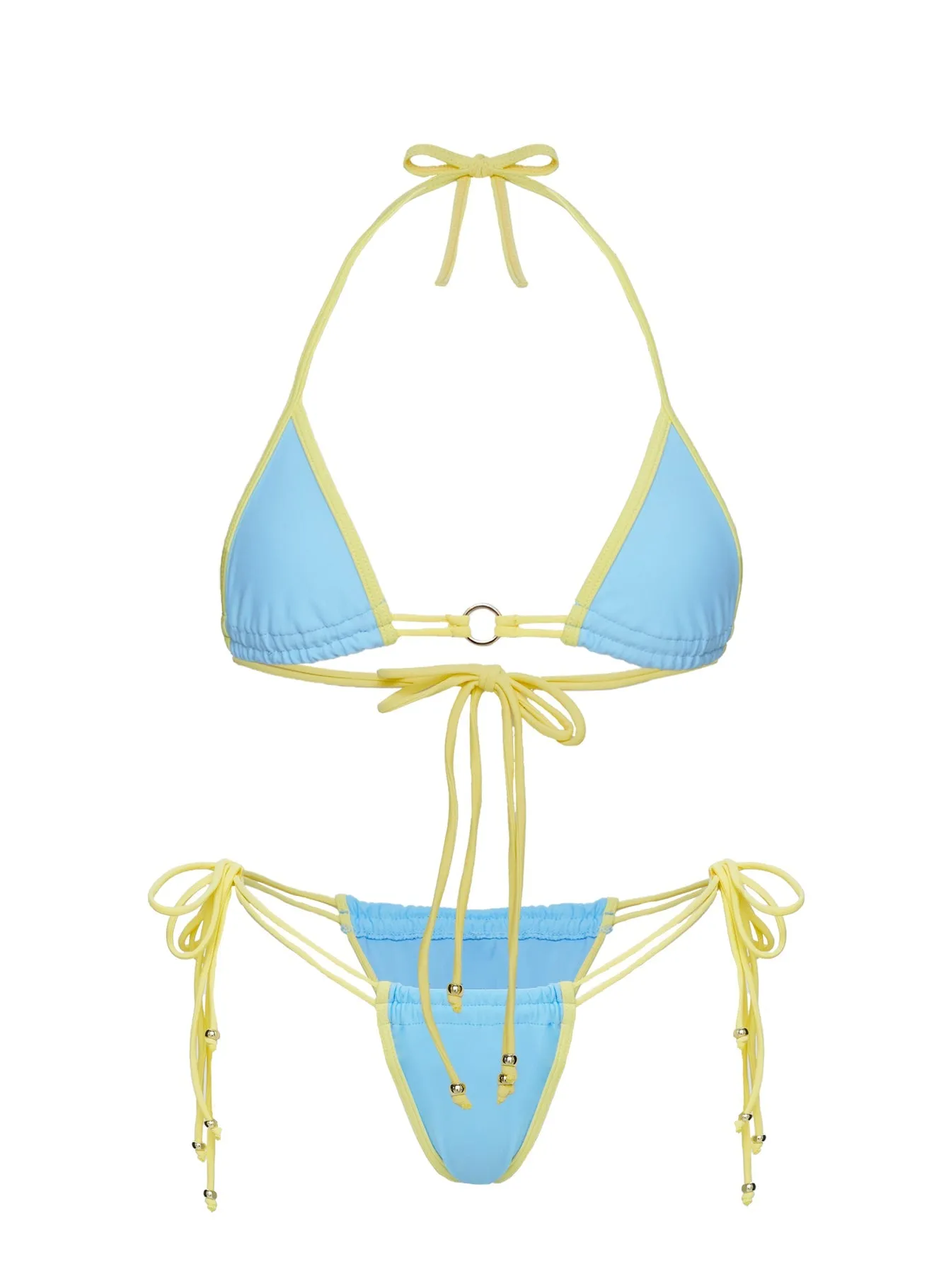Breathable Inner Layer Nayeli Triangle Bikini Top Blue / Yellow