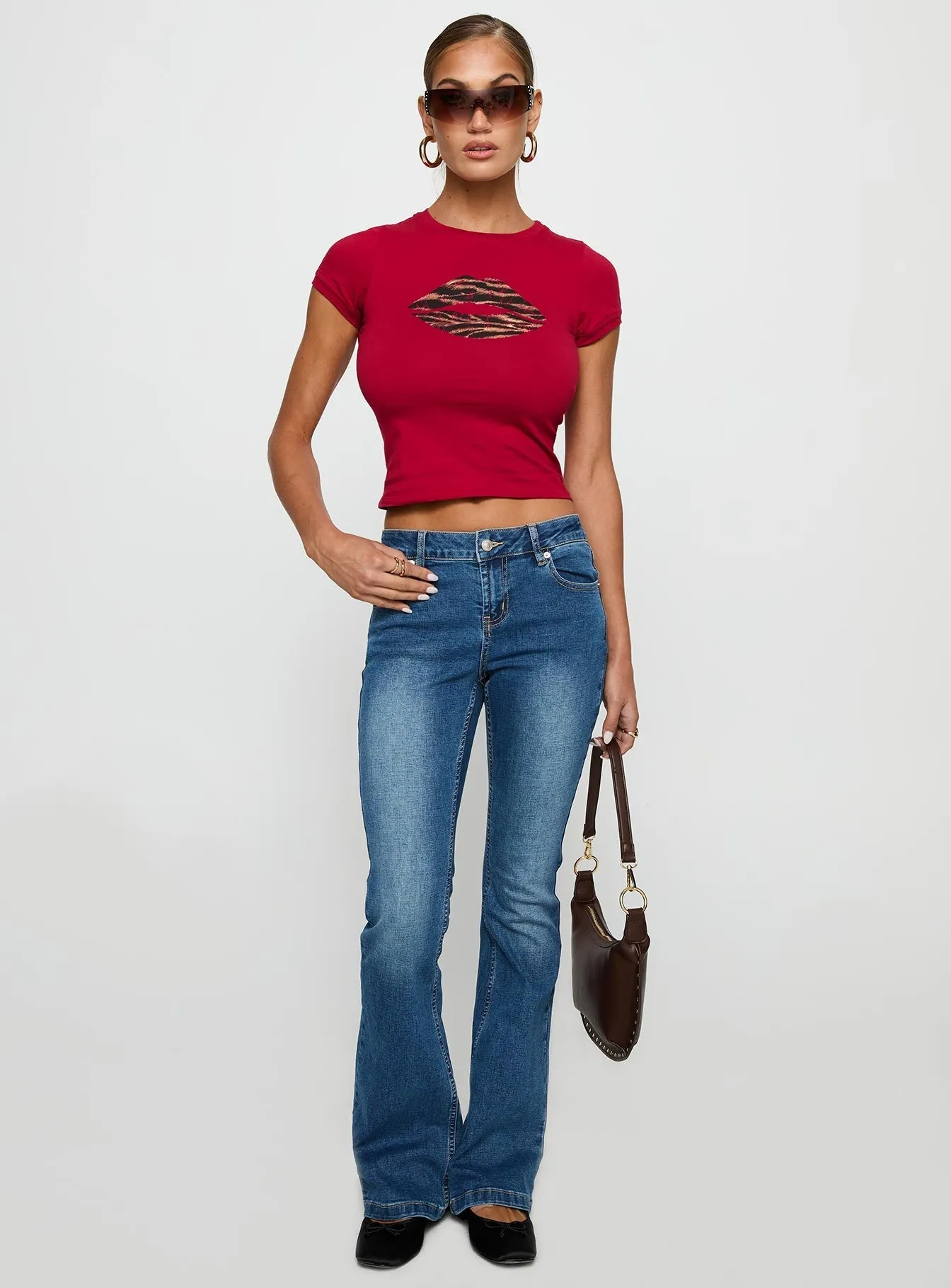 Reinforced Neckline Sutin Tee Red