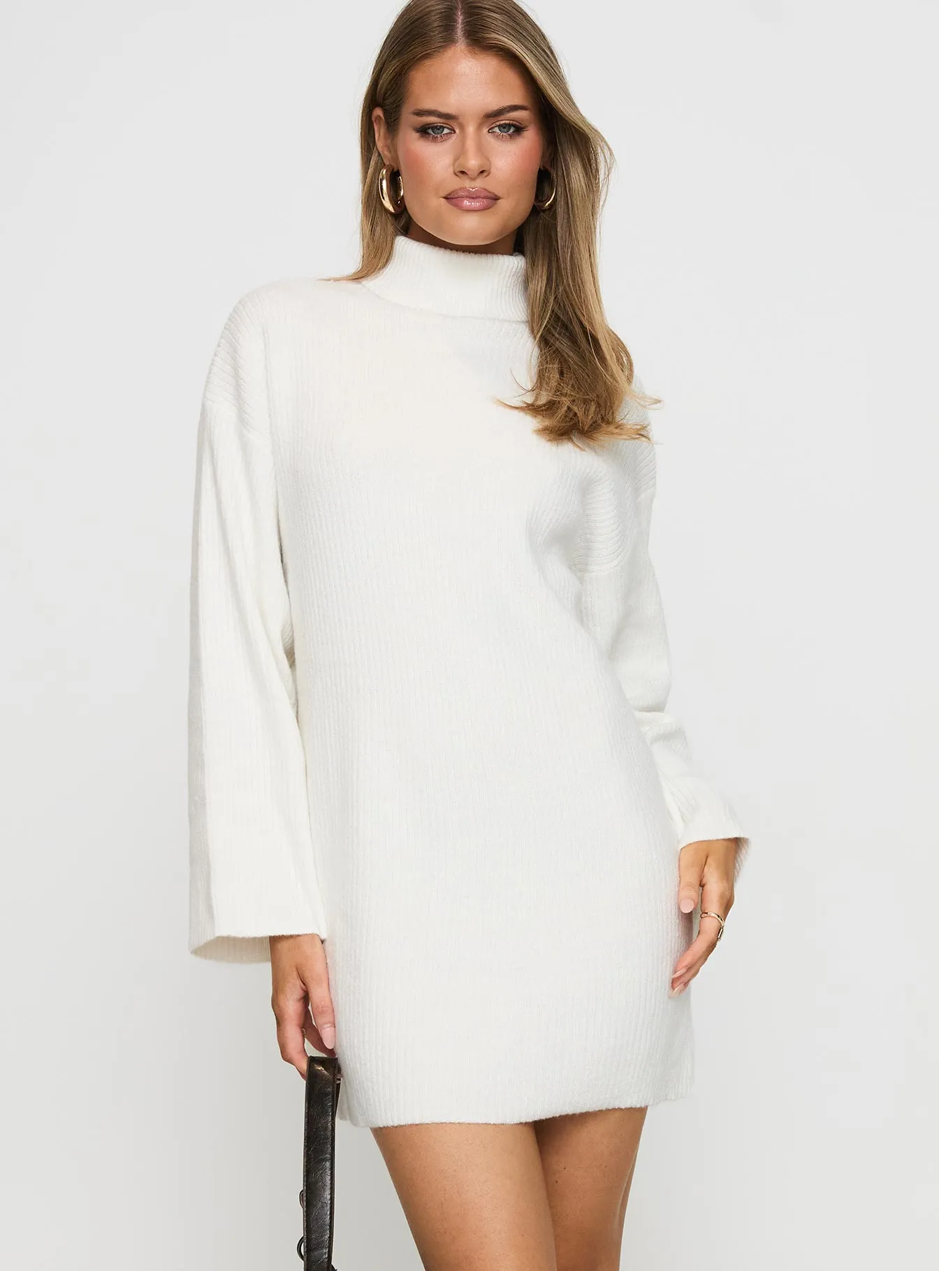 Urban Fashion Sonelle Sweater Mini Dress White
