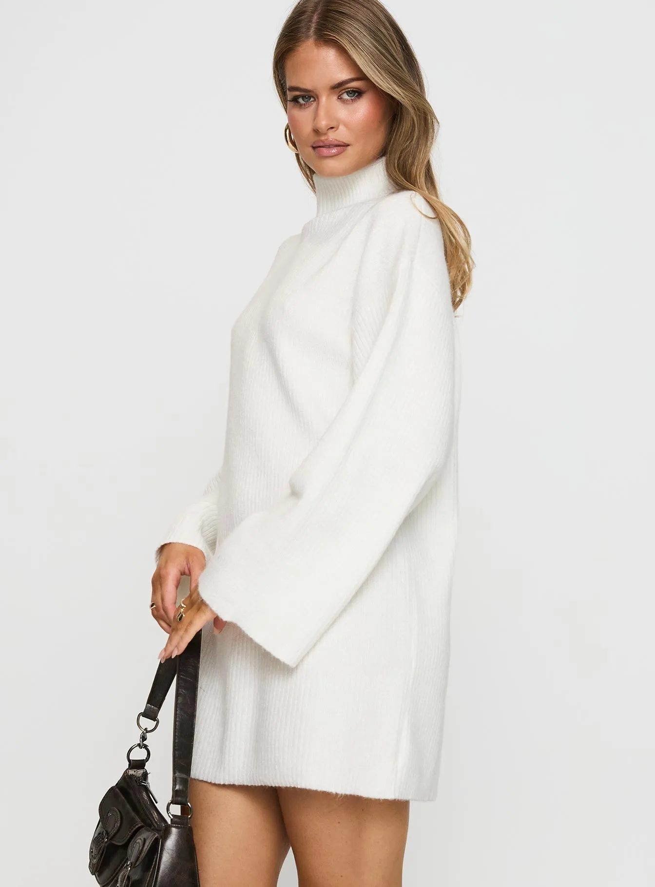 Sonelle Sweater Mini Dress White City Scene Coquette Feel