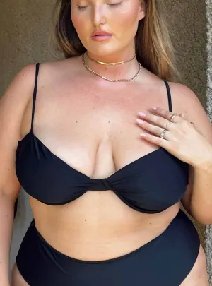 Avani Bikini Top Black Curve UV Protection Finish Flat Lock Stitching