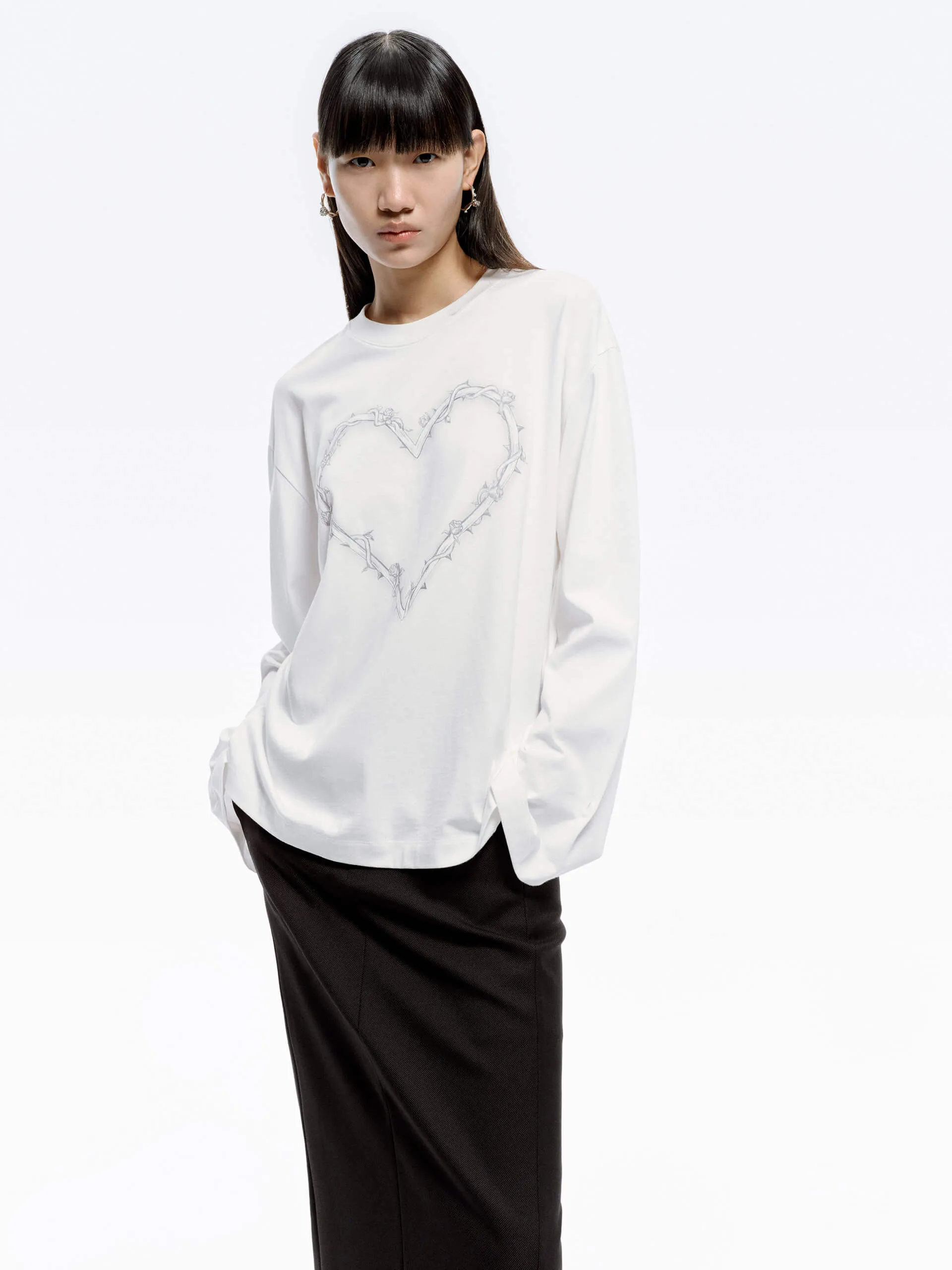 Heart Pattern Loose T-shirt Luxurious Chilly Style