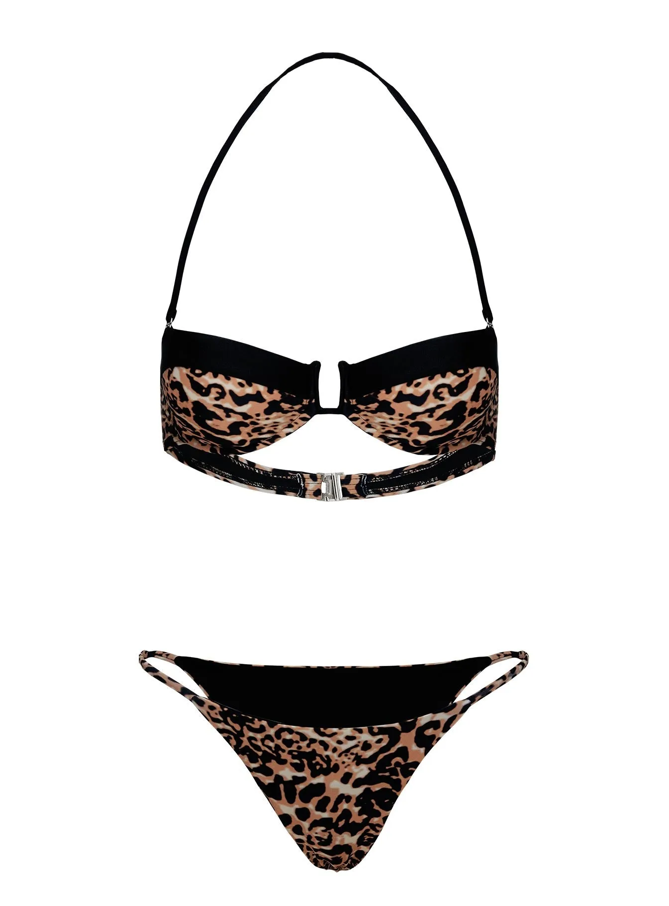 High Coverage Cutouts Stinger Cheeky Bikini Bottom Leopard