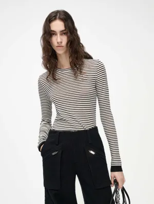 Striped Slim Fit Wool T-shirt Durable Construction