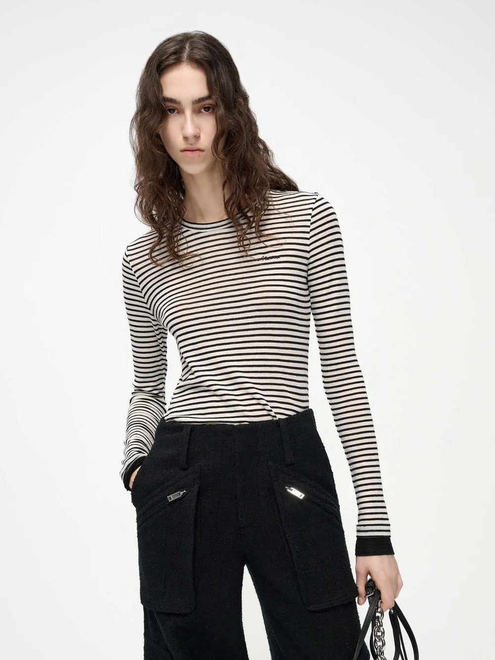 Striped Slim Fit Wool T-shirt Durable Construction