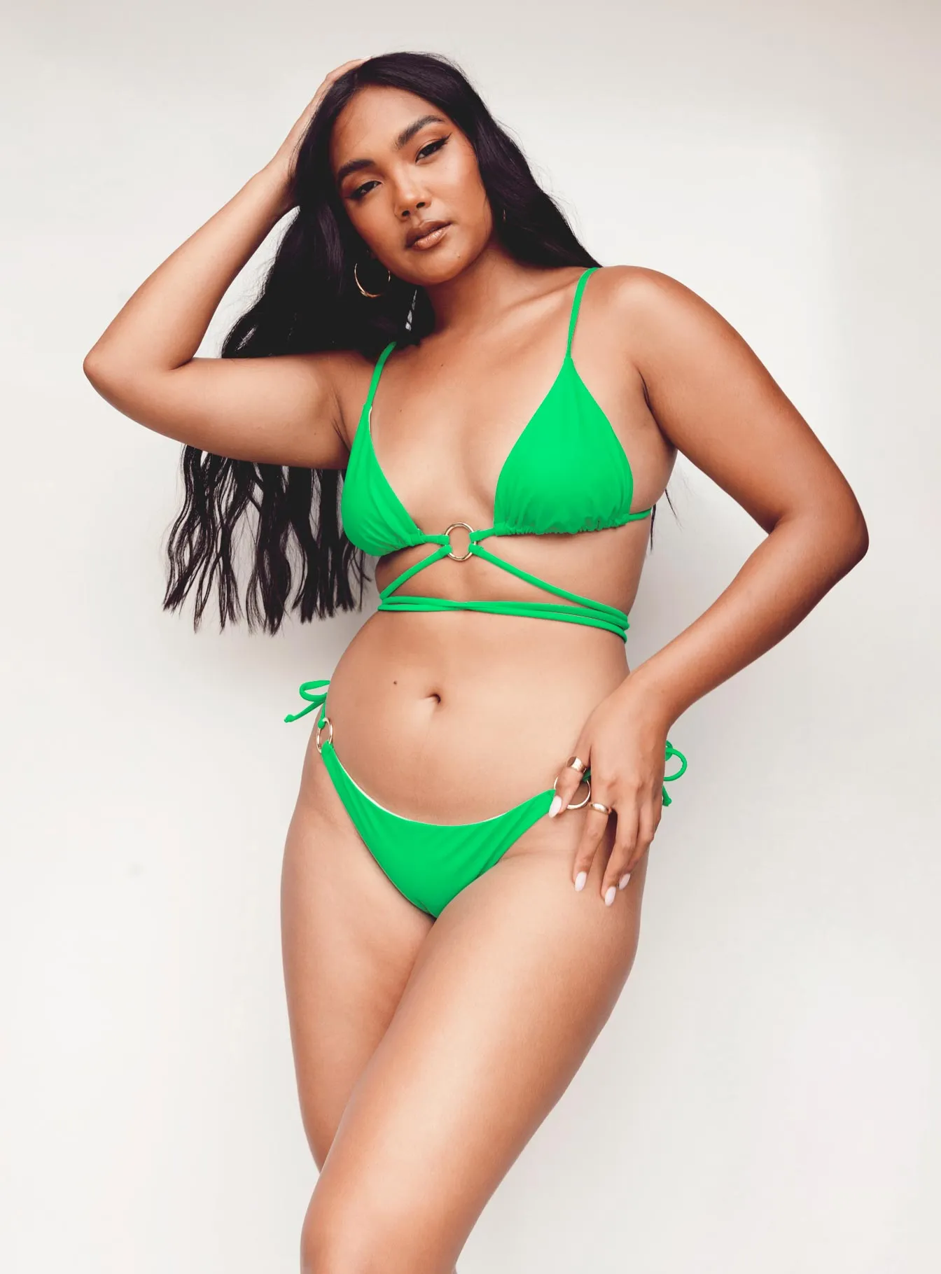 Bella Bikini Bottoms Neon Green Recycled Material Blend