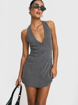 Comfortable party wear Roll Up Sleeve Adaptation Fenny Mini Dress Grey