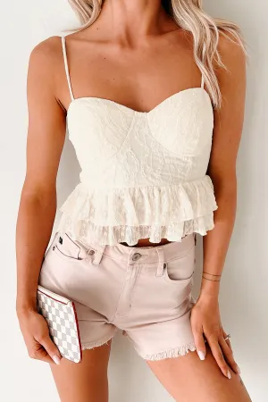 high load - bearing capacity Garden Of Love Lace Peplum Crop Top (Cream)
