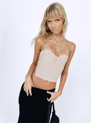 Bonded Hemline Mai Top Beige