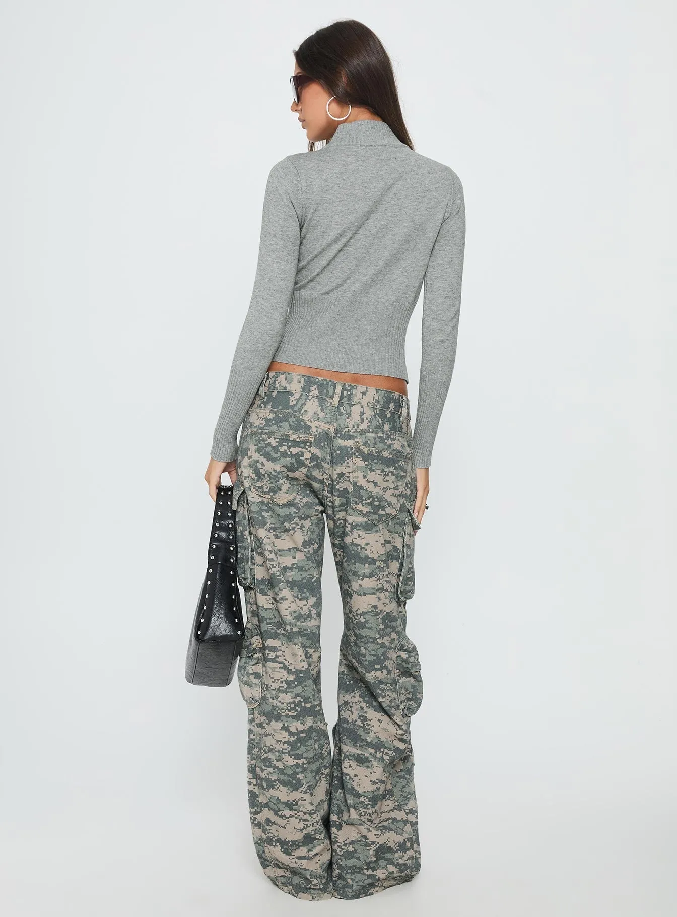 Sweetness Low Rise Straight Leg Jeans Digital Camo Clean Style