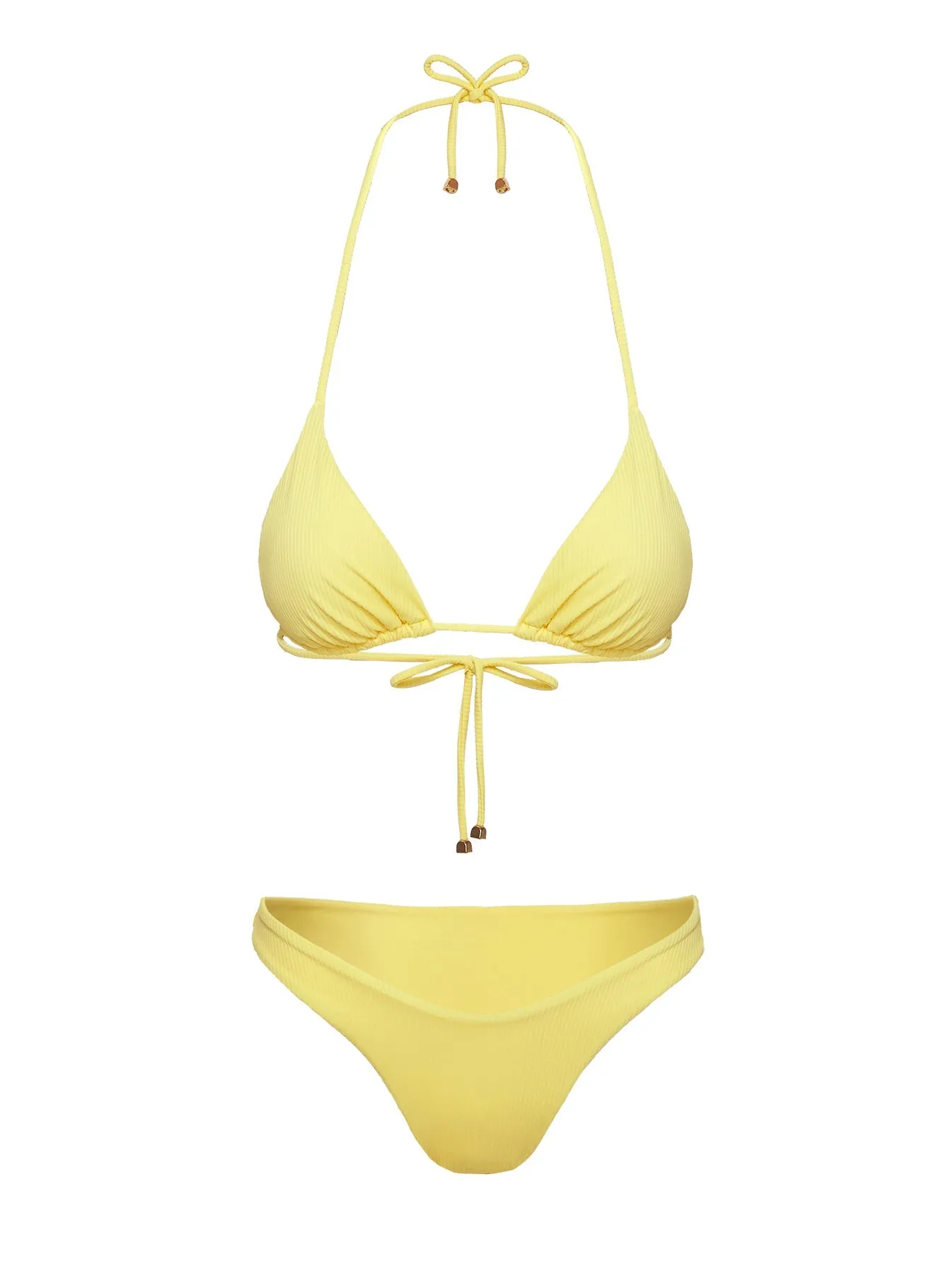 Quick Drying Inner Shell Lightweight Layering Sea Shore Triangle Bikini Top Yellow
