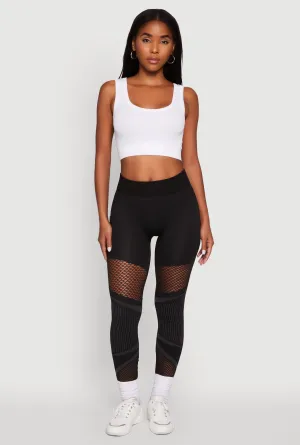 Pure Motion High Waisted Fishnet Detail Cell Phone Pocket Leggings