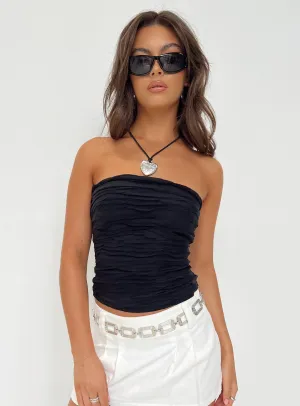 Cecile Strapless Top Black Bonded Hemline Soft touch finish
