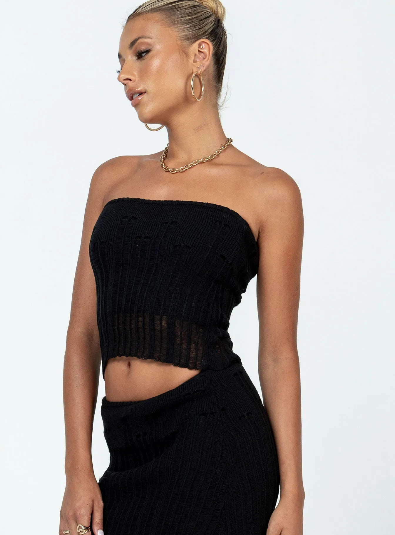 Hendon Tube Top Black Trendy Sweater V Neck Design