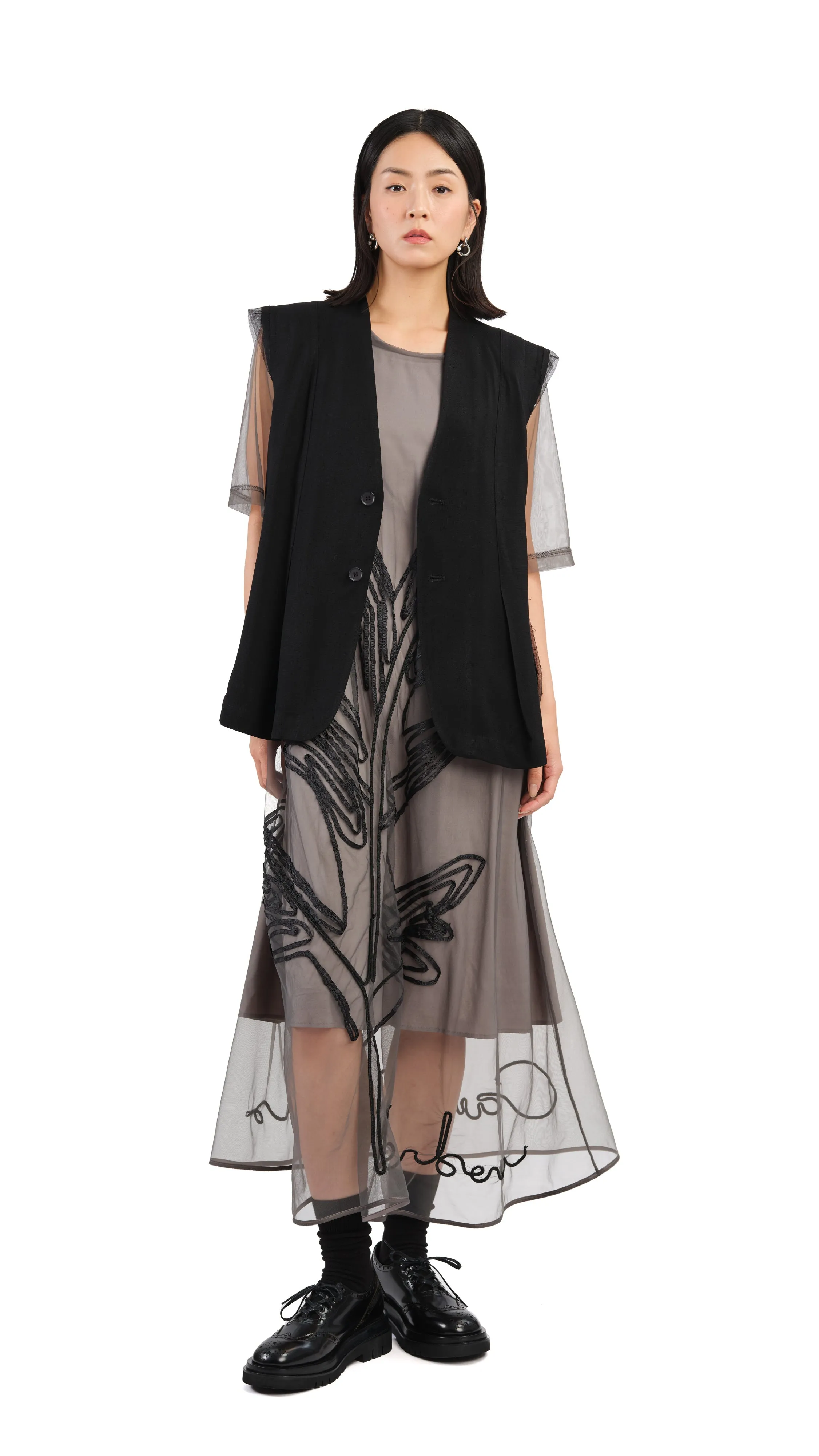 Embroidery Dress Peace Flow DoubleLayered Collar