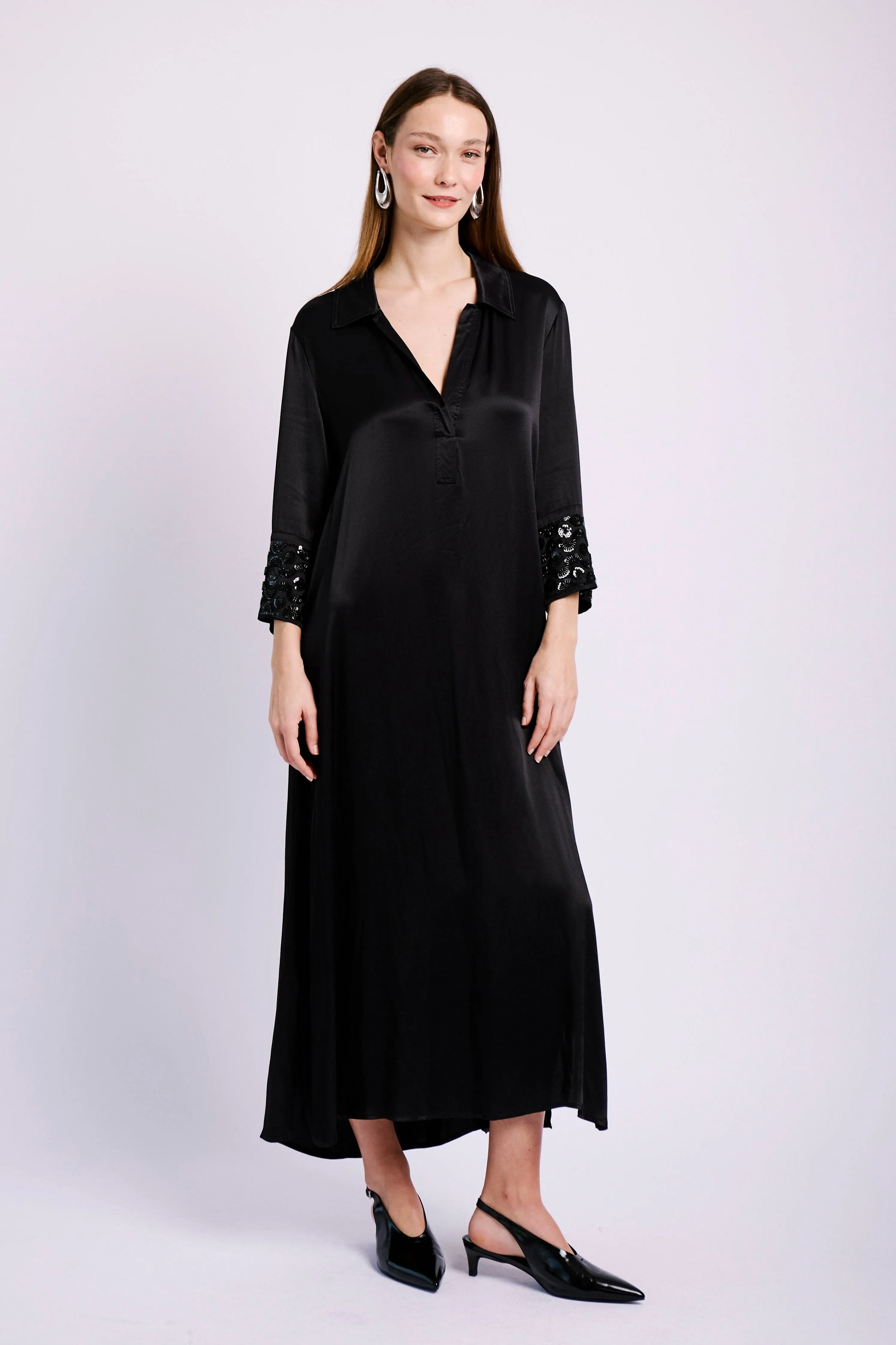Satin Tunic Dress with Sequin cuffs Urban Chic