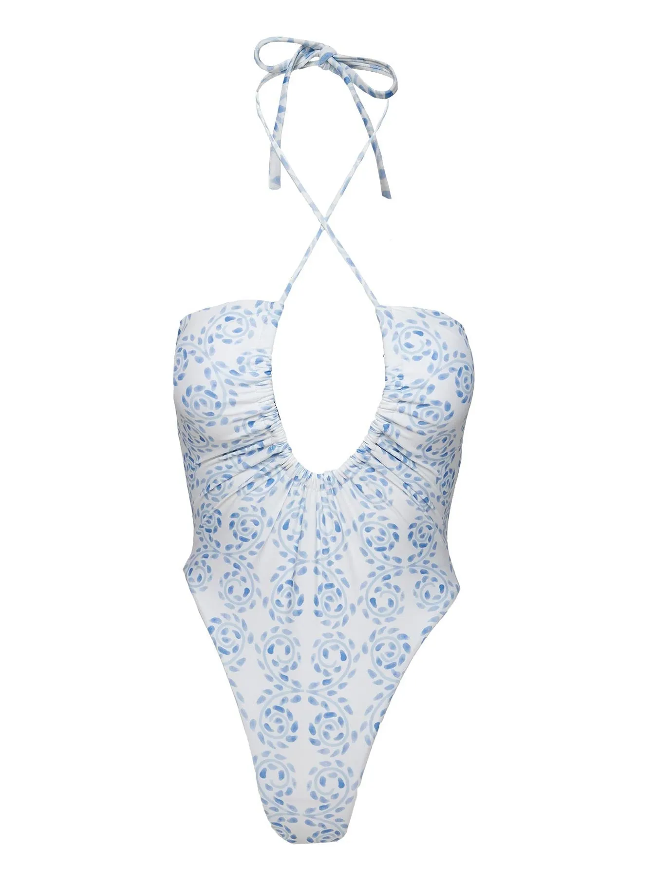 Fern One Piece Blue / White Swirl Torsion Free Movement Design Secure Pocket Design