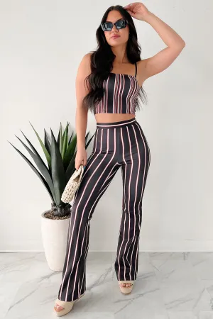 Heat Control port The Whole Shebang Striped Two Piece Set (Black)