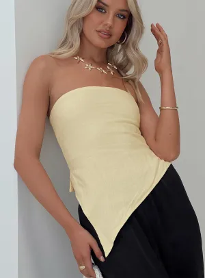 Birdie Asymmetric Linen Blend Top Lemon UPFProtection