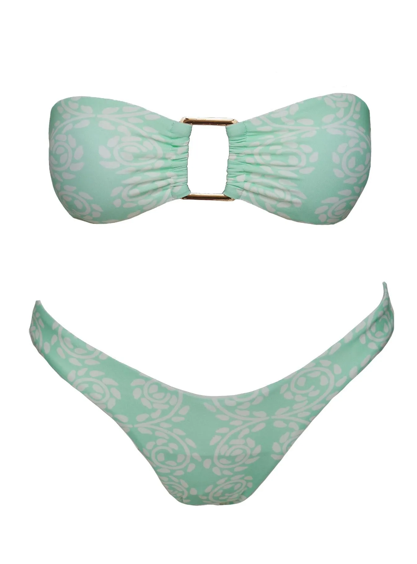 Built In Shelf Bra Universal Size Adjuster Calbira Bandeau Bikini Top Mint Swirl