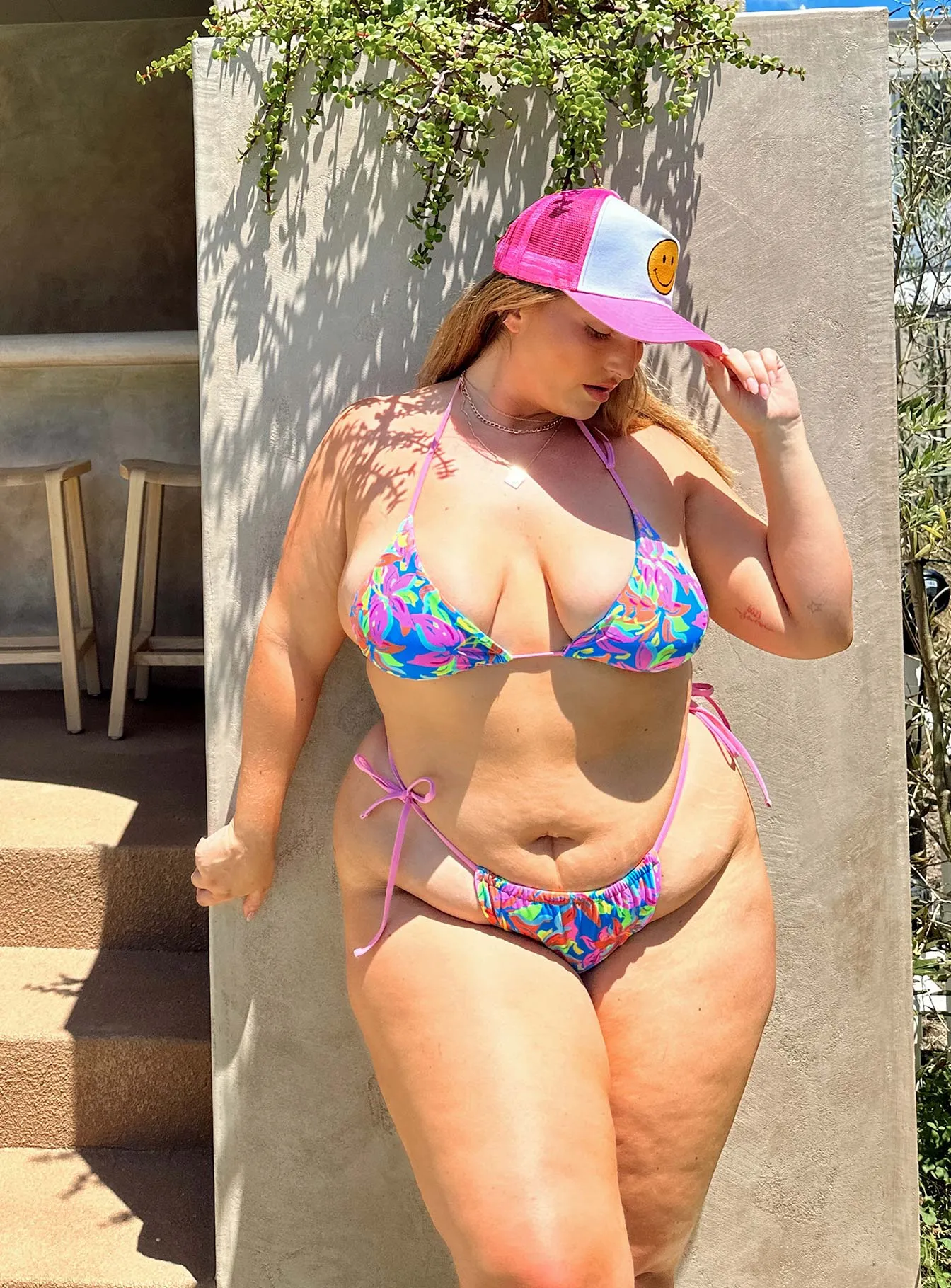 Durable Stitching Double Layer Lining Jenner Tie Side Ruched Bikini Bottoms Multi Tropical Curve