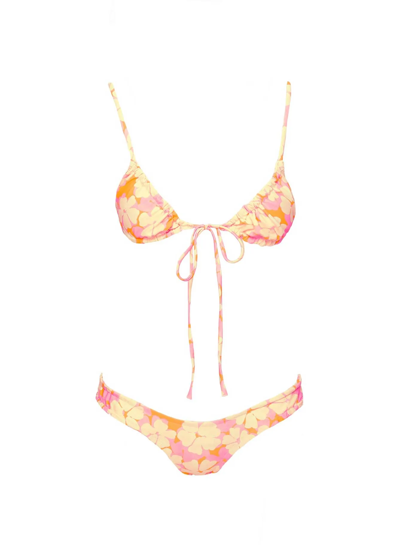 Lelani Ruched Bikini Bottoms Multi Floral Seamless Edge Binding