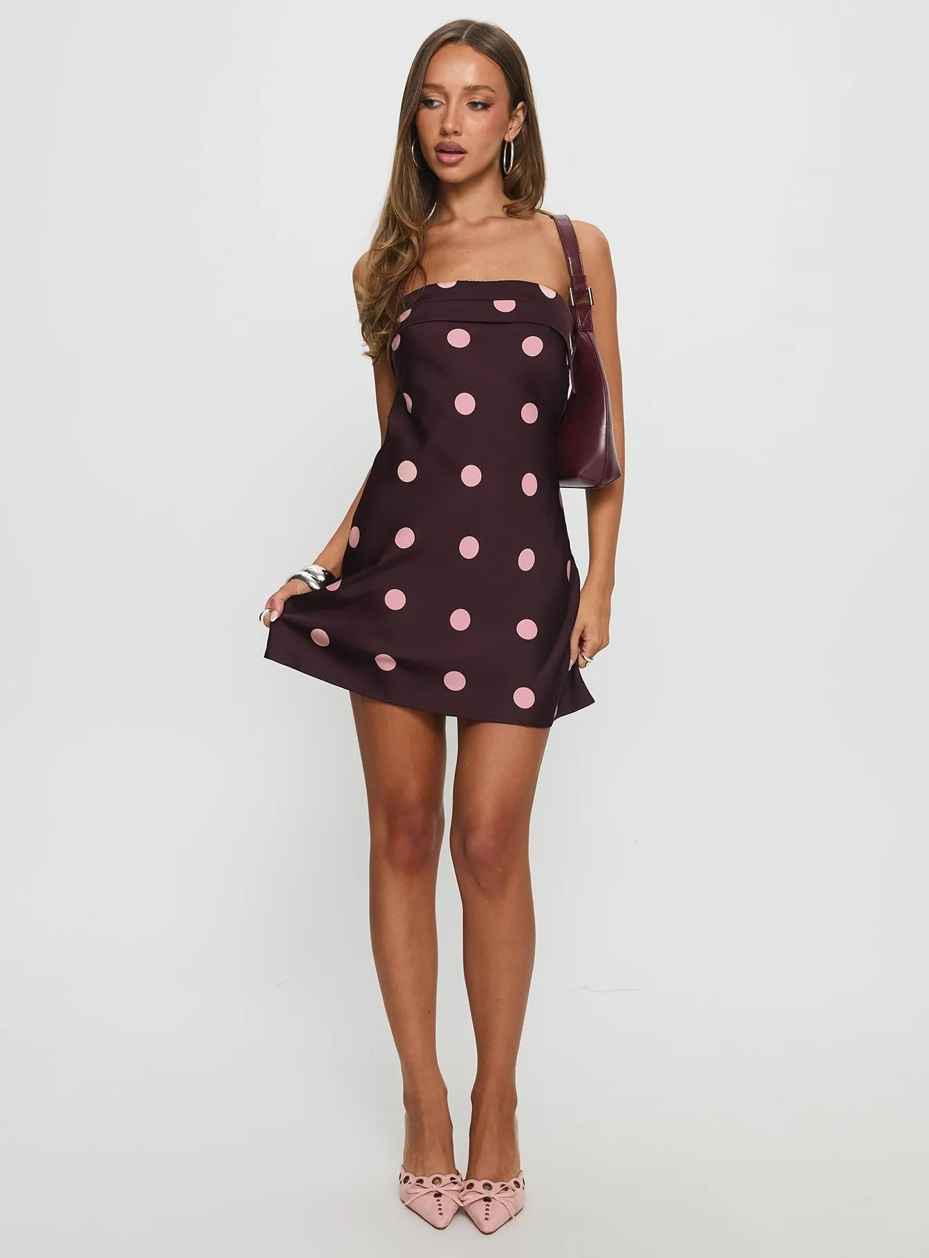 Play Edge Phillipa Mini Dress Plum / Pink Polka Dot