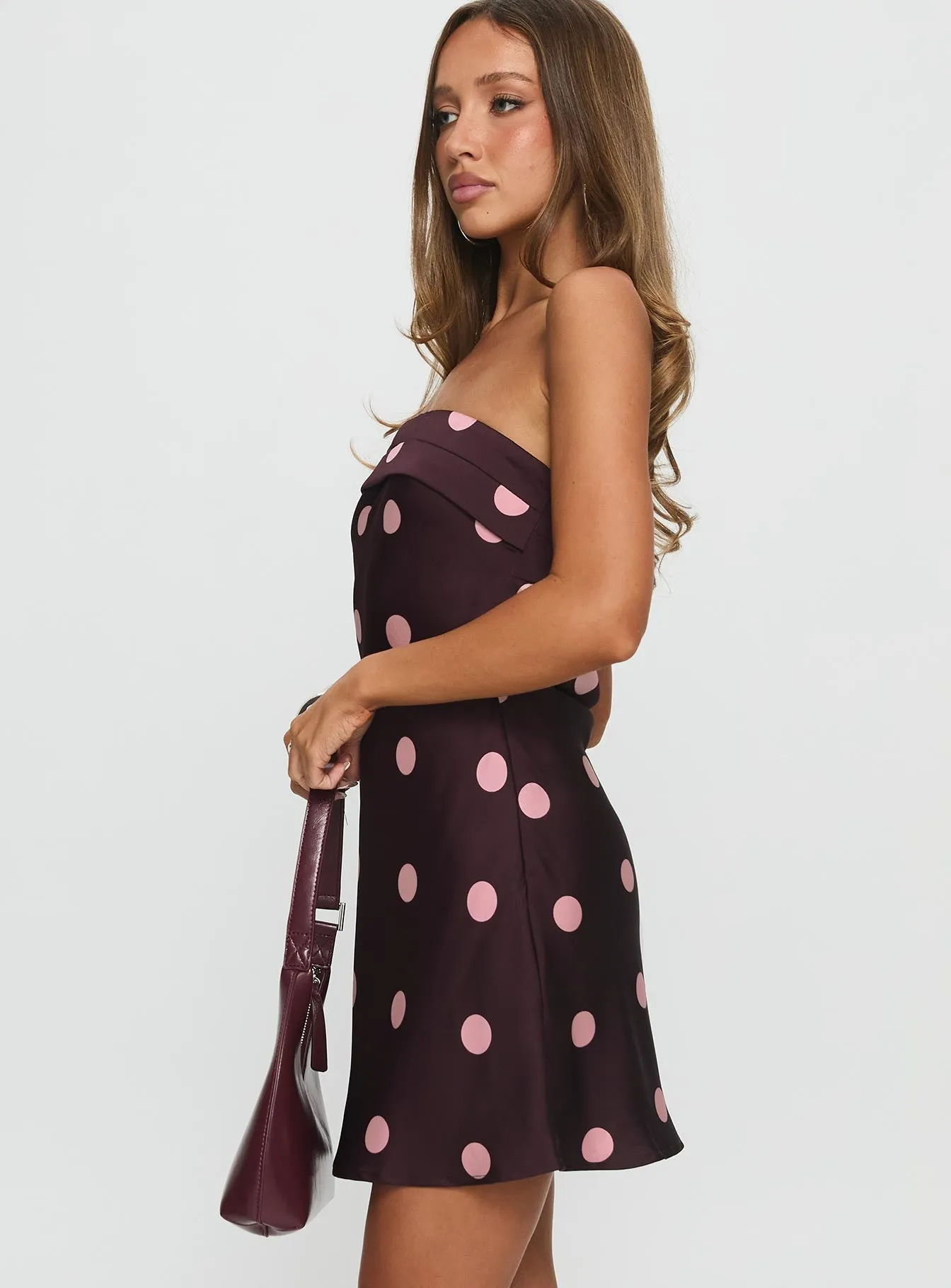 Trend Edge Phillipa Mini Dress Plum / Pink Polka Dot