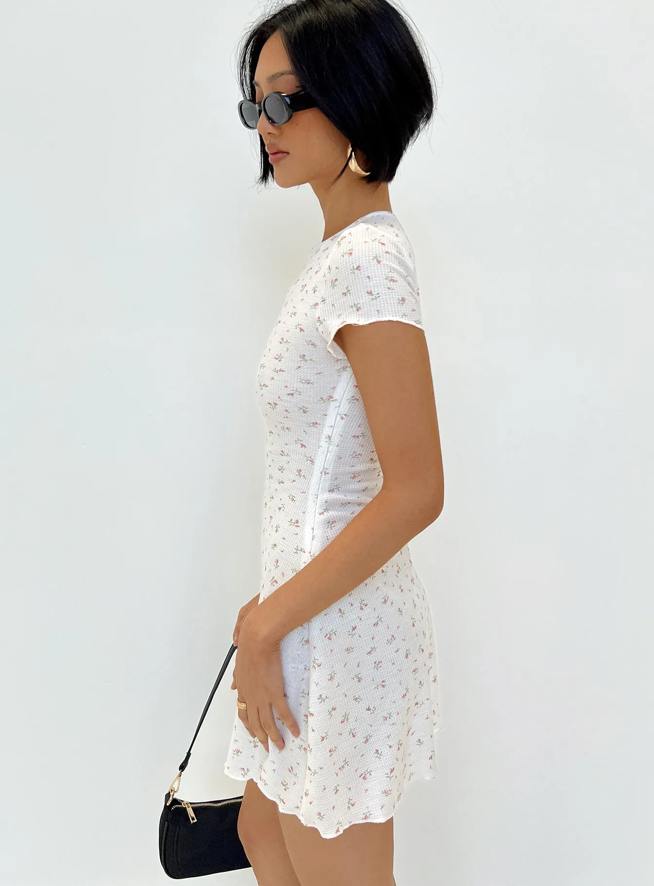 Patton Mini Dress White Floral Layered Panel Design Flirty Fashion