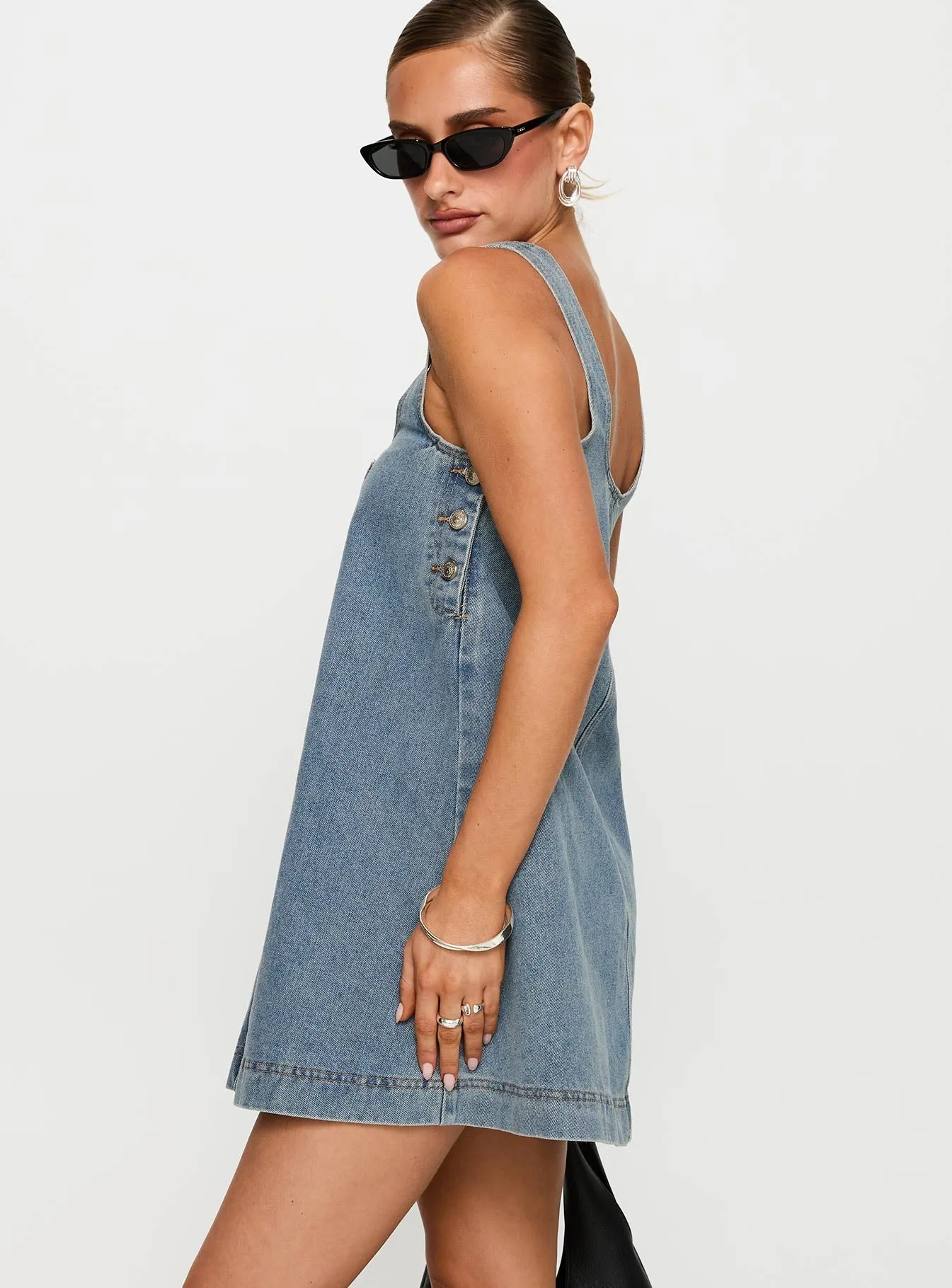 State Of Mind Mini Dress Blue Denim Light Star