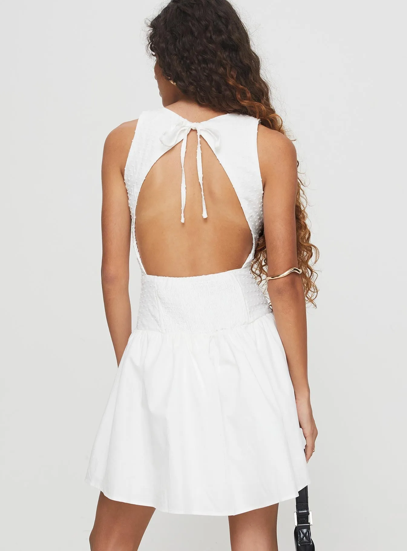 Oversized Pocket Youthful Vibe Square It Mini Dress White