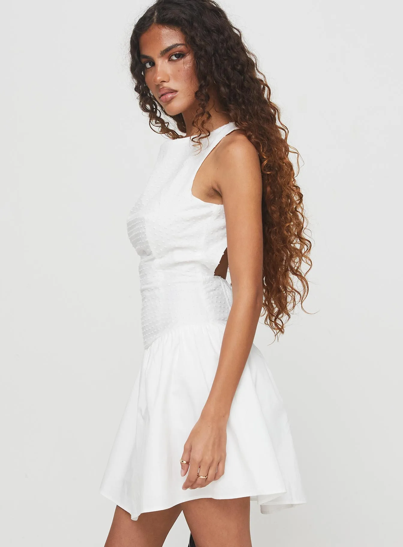 Square It Mini Dress White Comfortable date night mini Party Glow