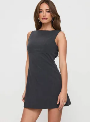 Blyss Mini Dress Charcoal Shine Edge Glow Sharp