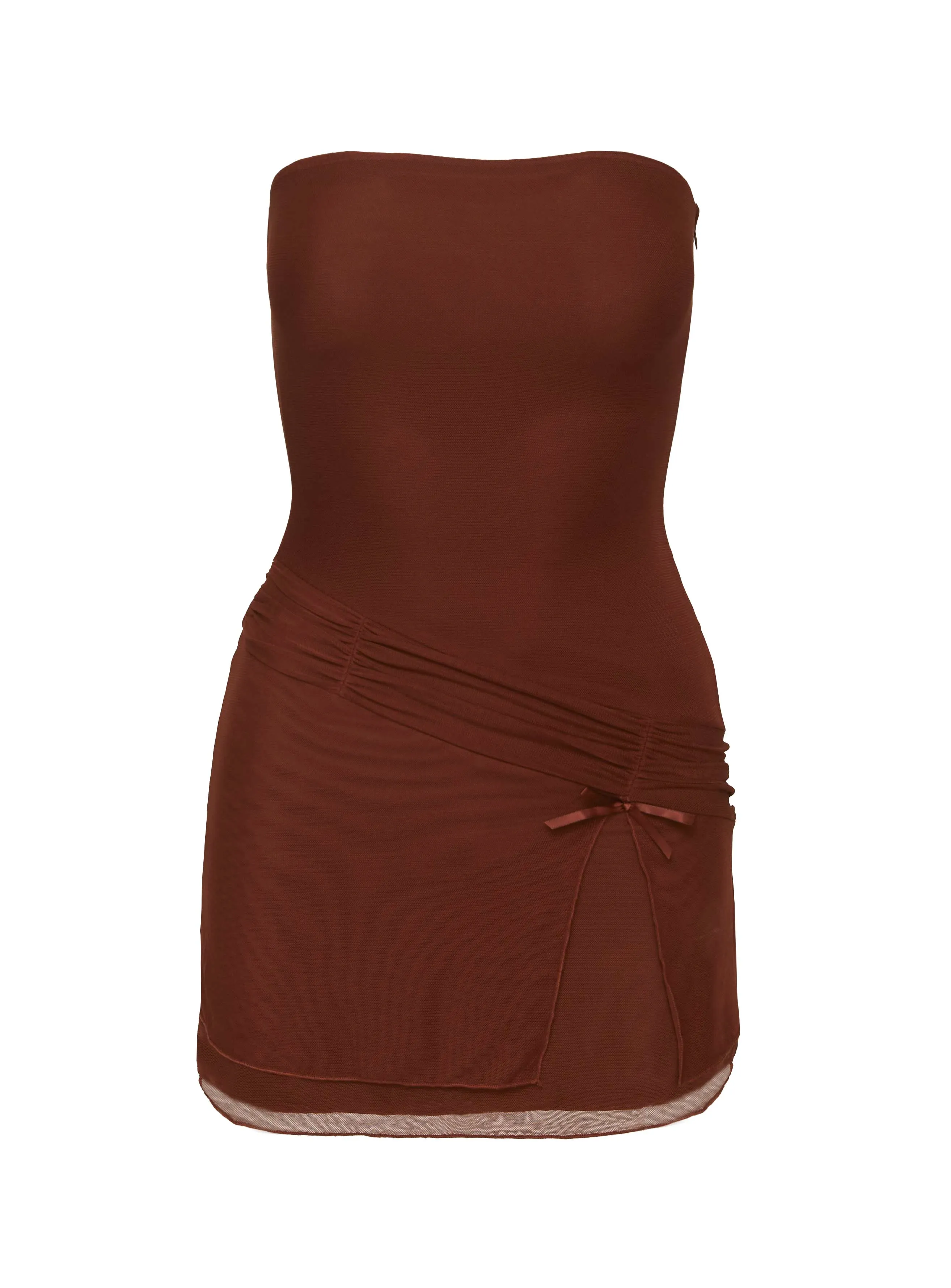 Lowrey Strapless Mini Dress Chocolate Tagless Design