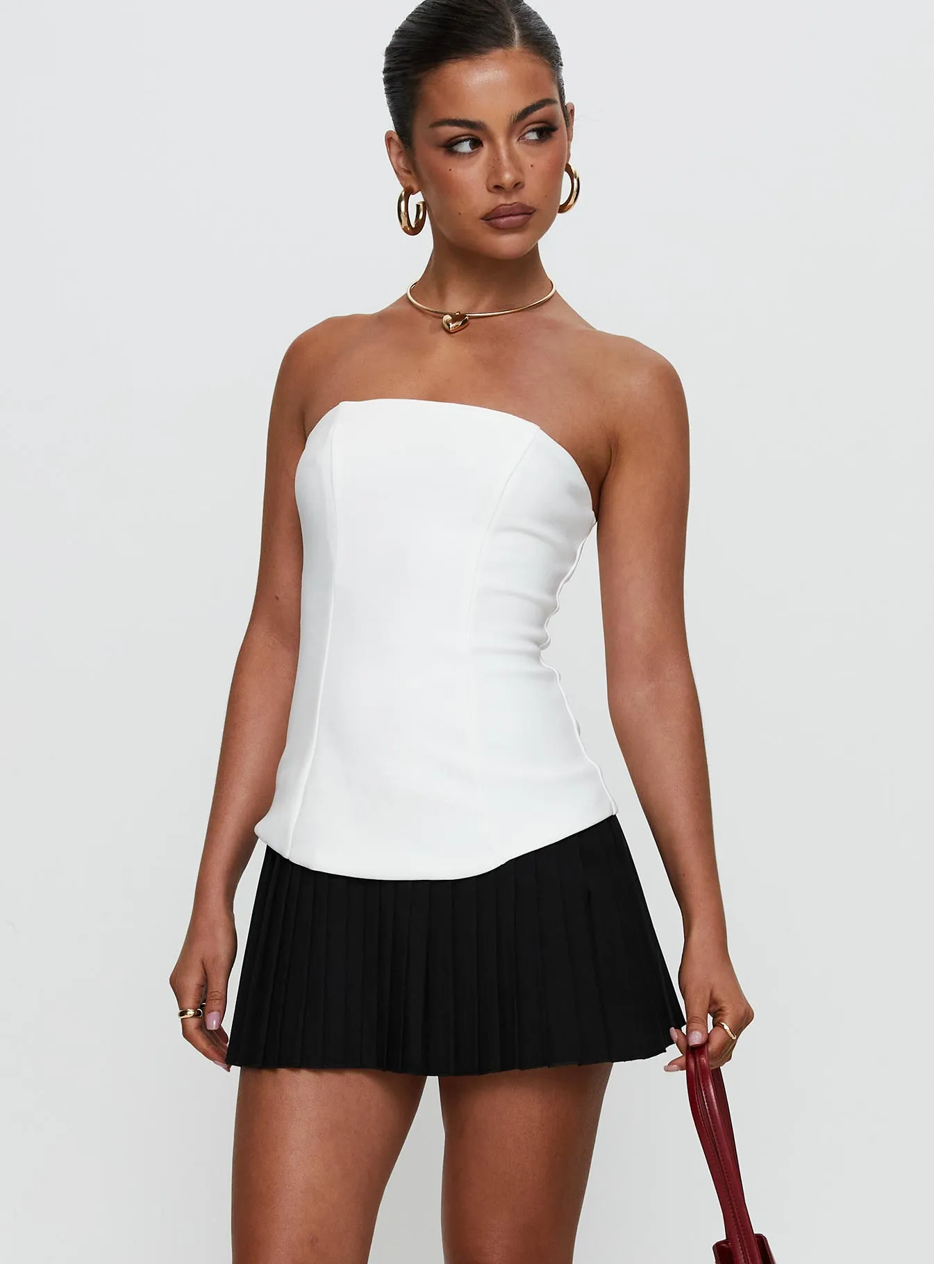 Obsessed Strapless Mini Dress White Adjustable drawstring Scene Light