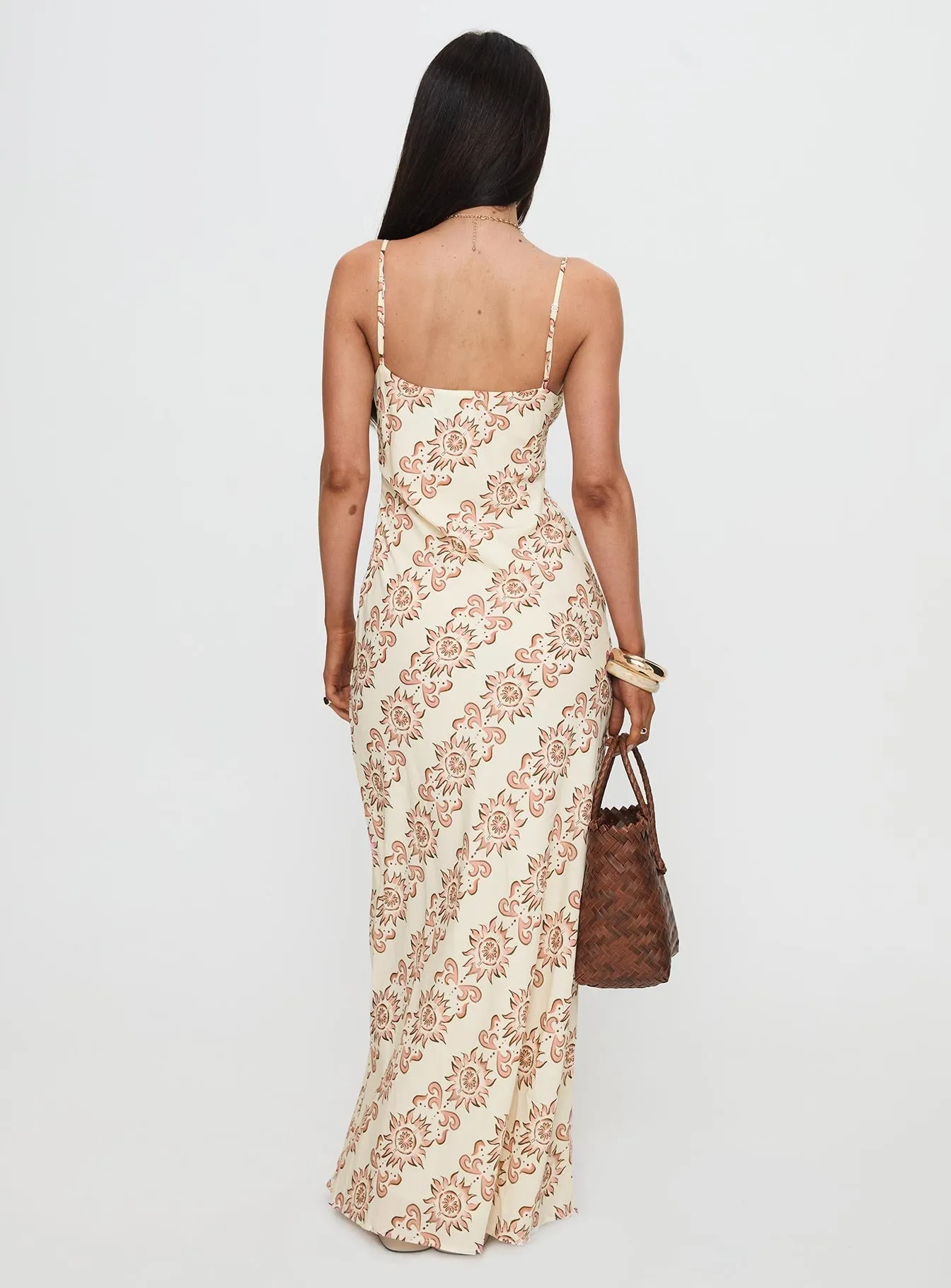 Sugar Plum Maxi Dress Beige Stunning full-length outfit Botanic Scene