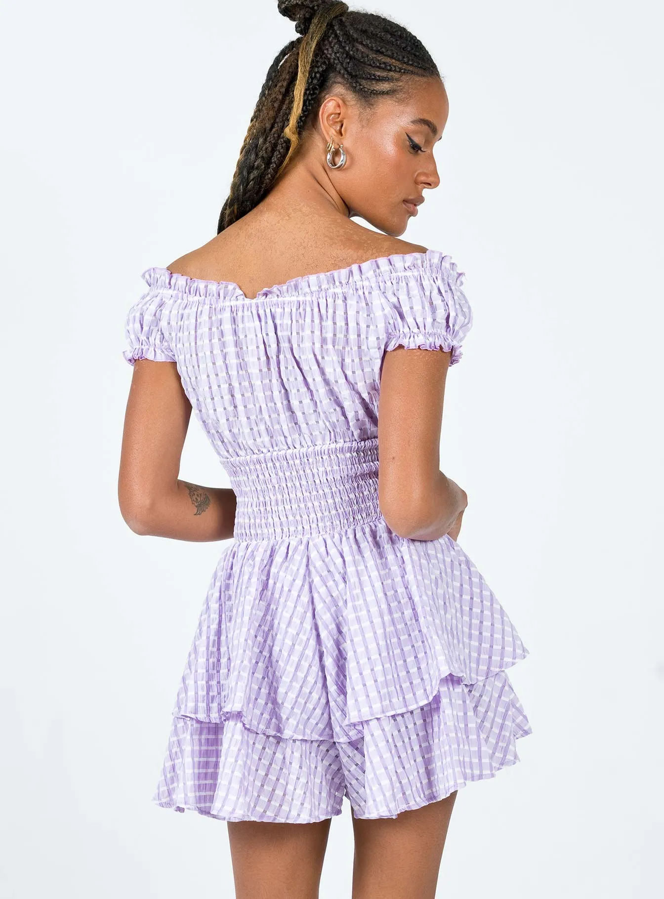 The Love Galore Playsuit Purple Gingham Vibrant color Perfect Fit
