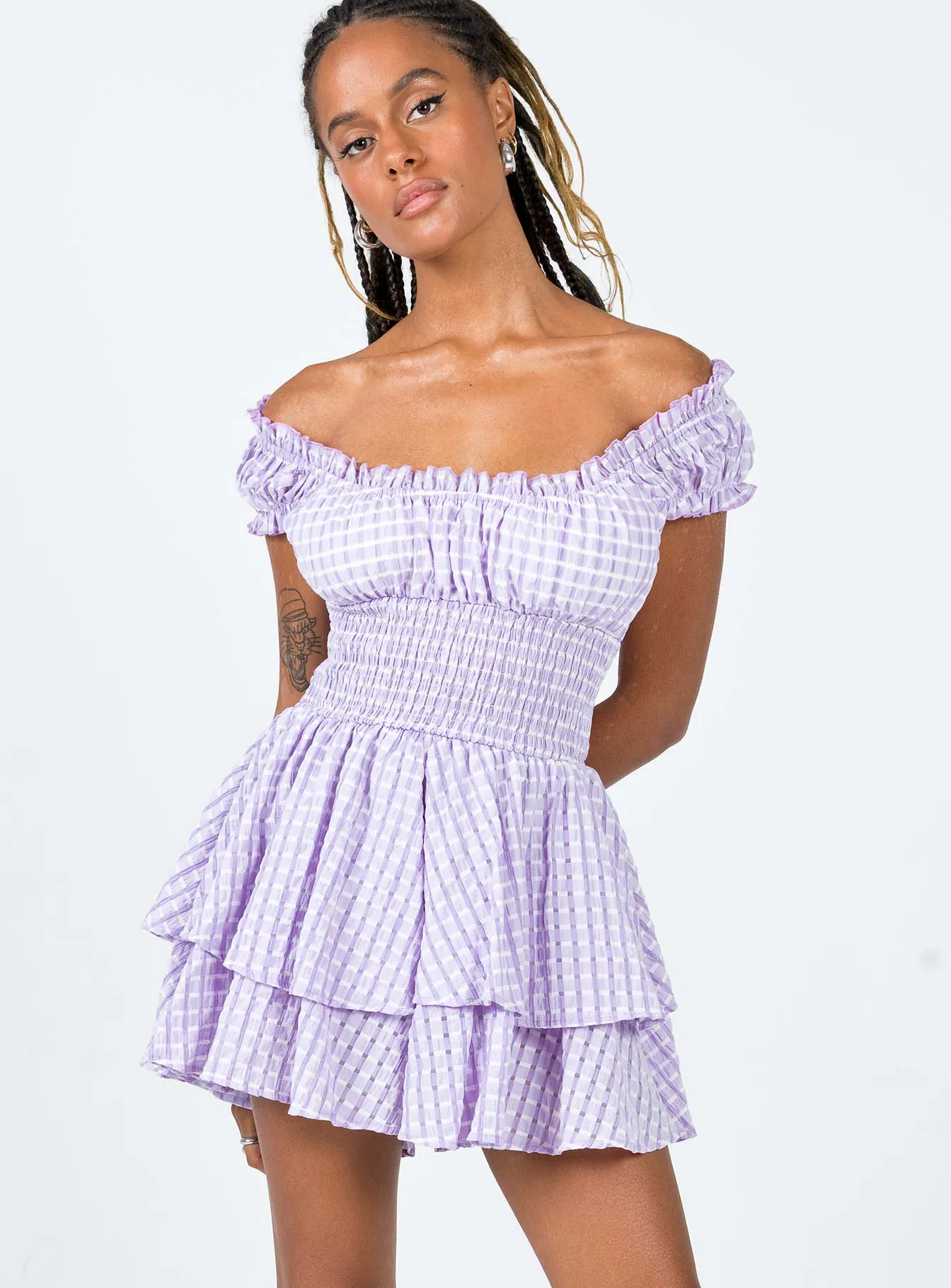 The Love Galore Playsuit Purple Gingham Hot Beat