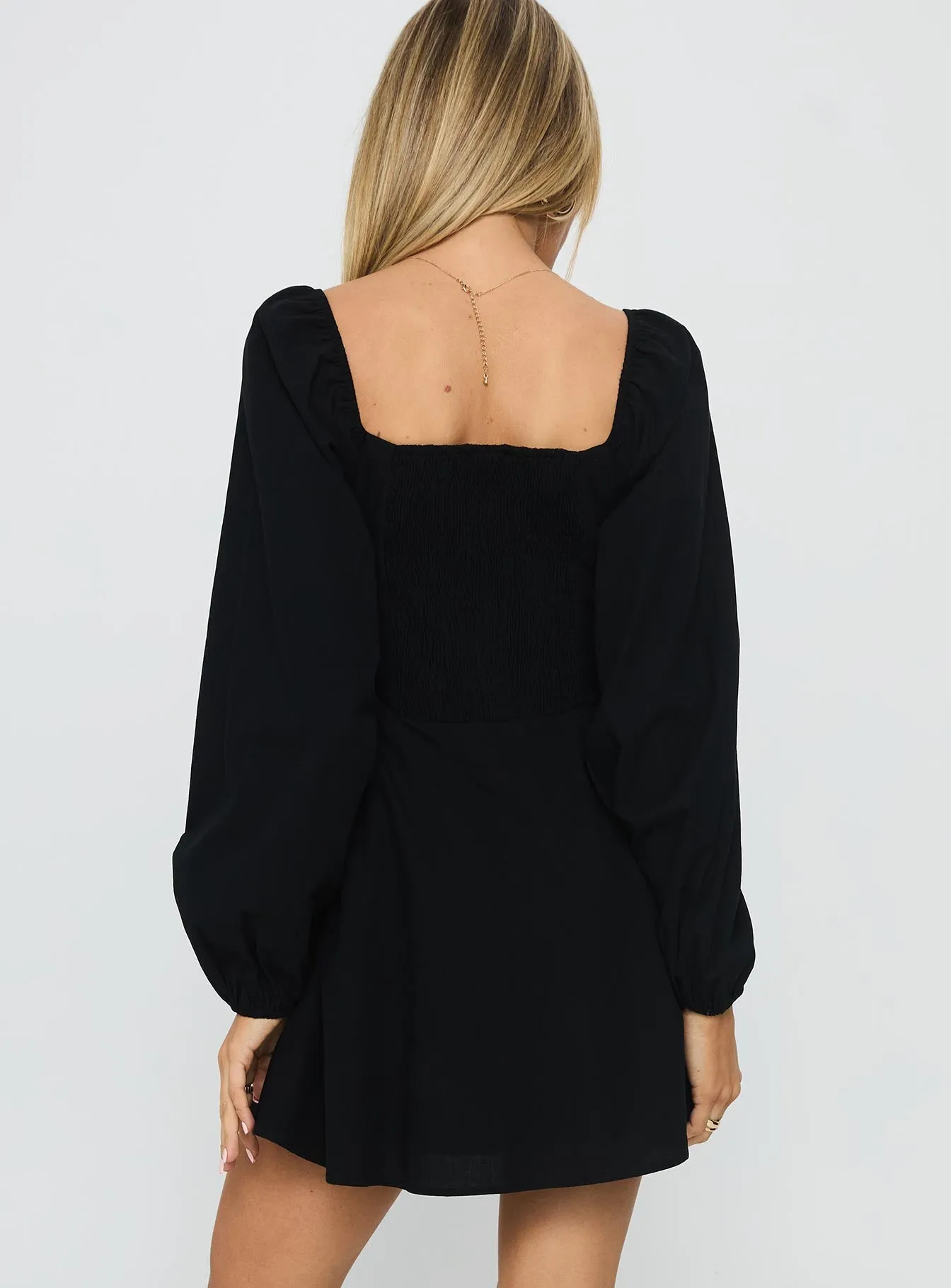 Late Glam Toulouse Long Sleeve Mini Dress Black