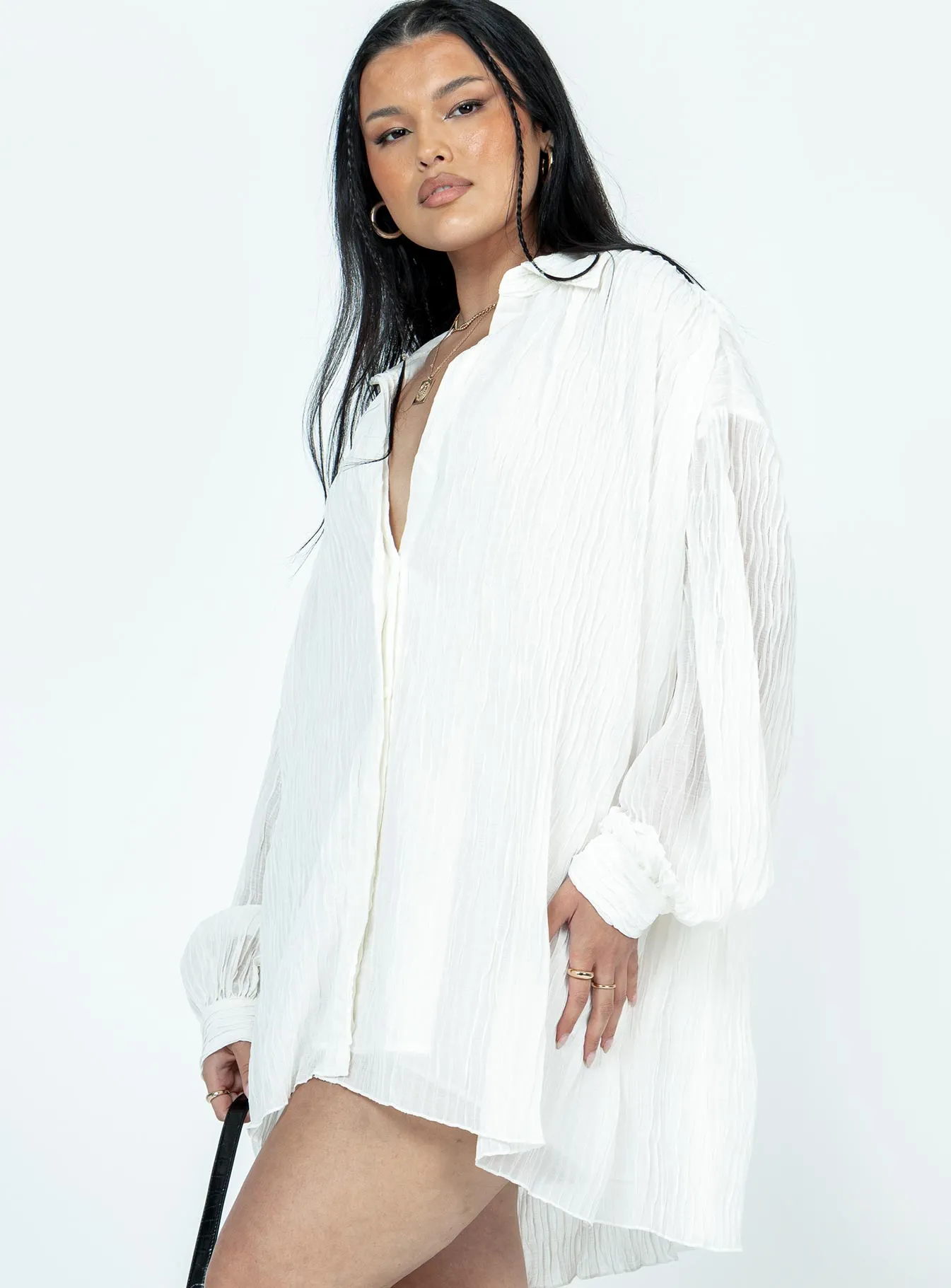 Tune In Shirt Dress White Modern Muse