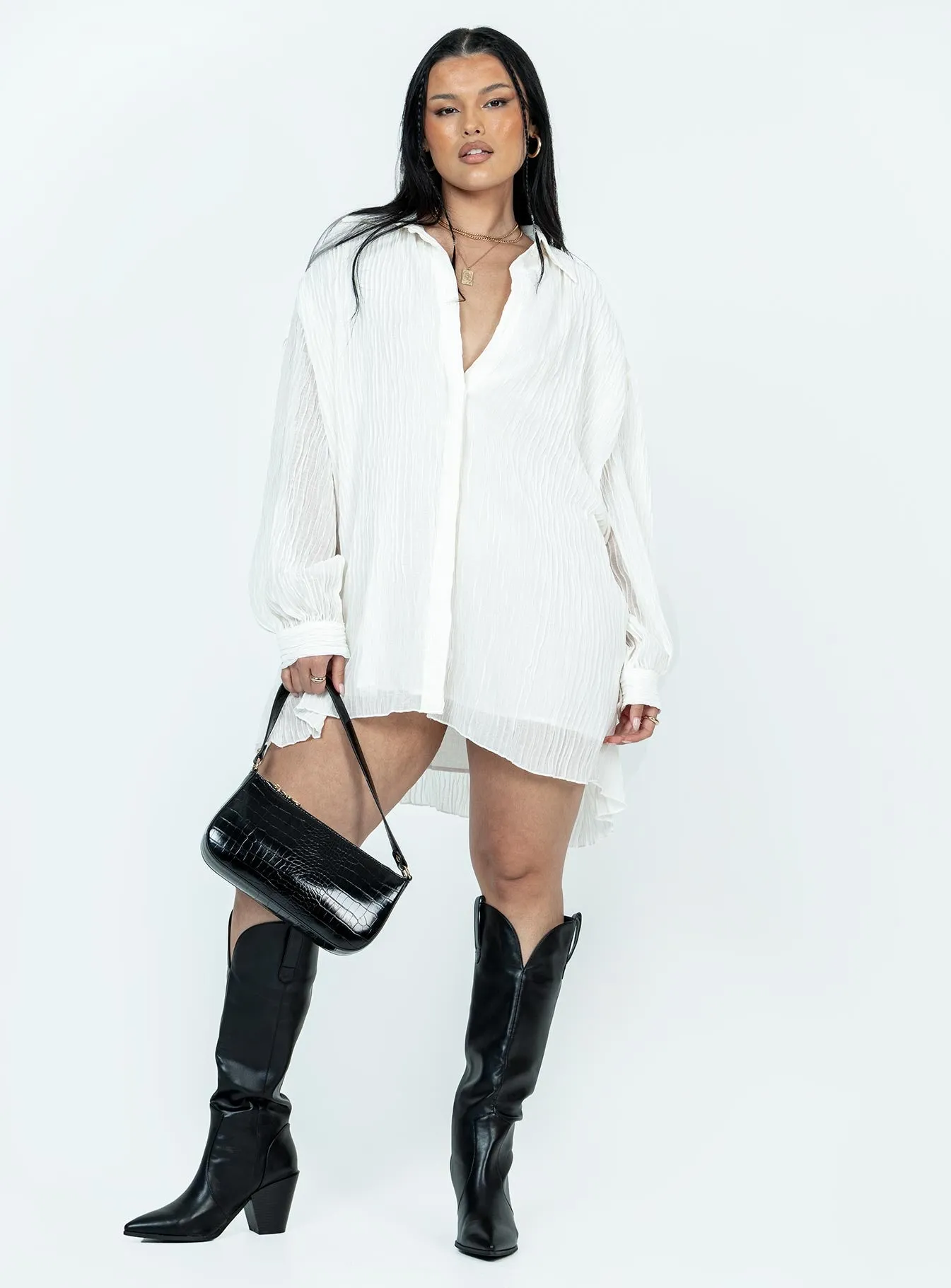 Edge Star Tune In Shirt Dress White