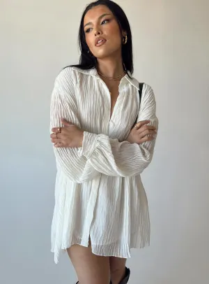 Tune In Shirt Dress White Mini for a night out