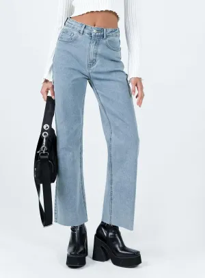 Soft Aesthetic Pyrene Straight Leg Jeans Mid Wash Denim