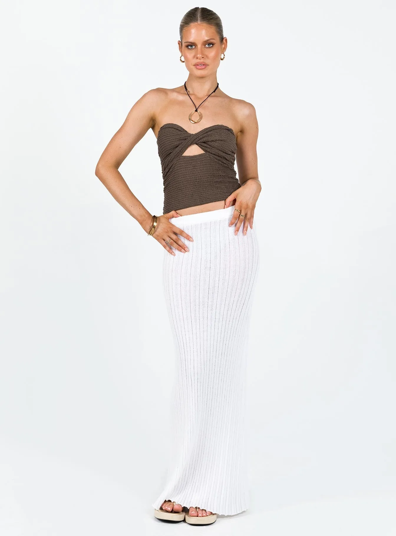 Jaynee Strapless Top Brown AntiPilling Technology