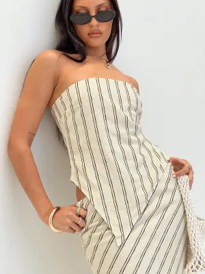 Birdie Asymmetric Linen Blend Top Cream Non Chafing Side Seams HypoallergenicConstruction