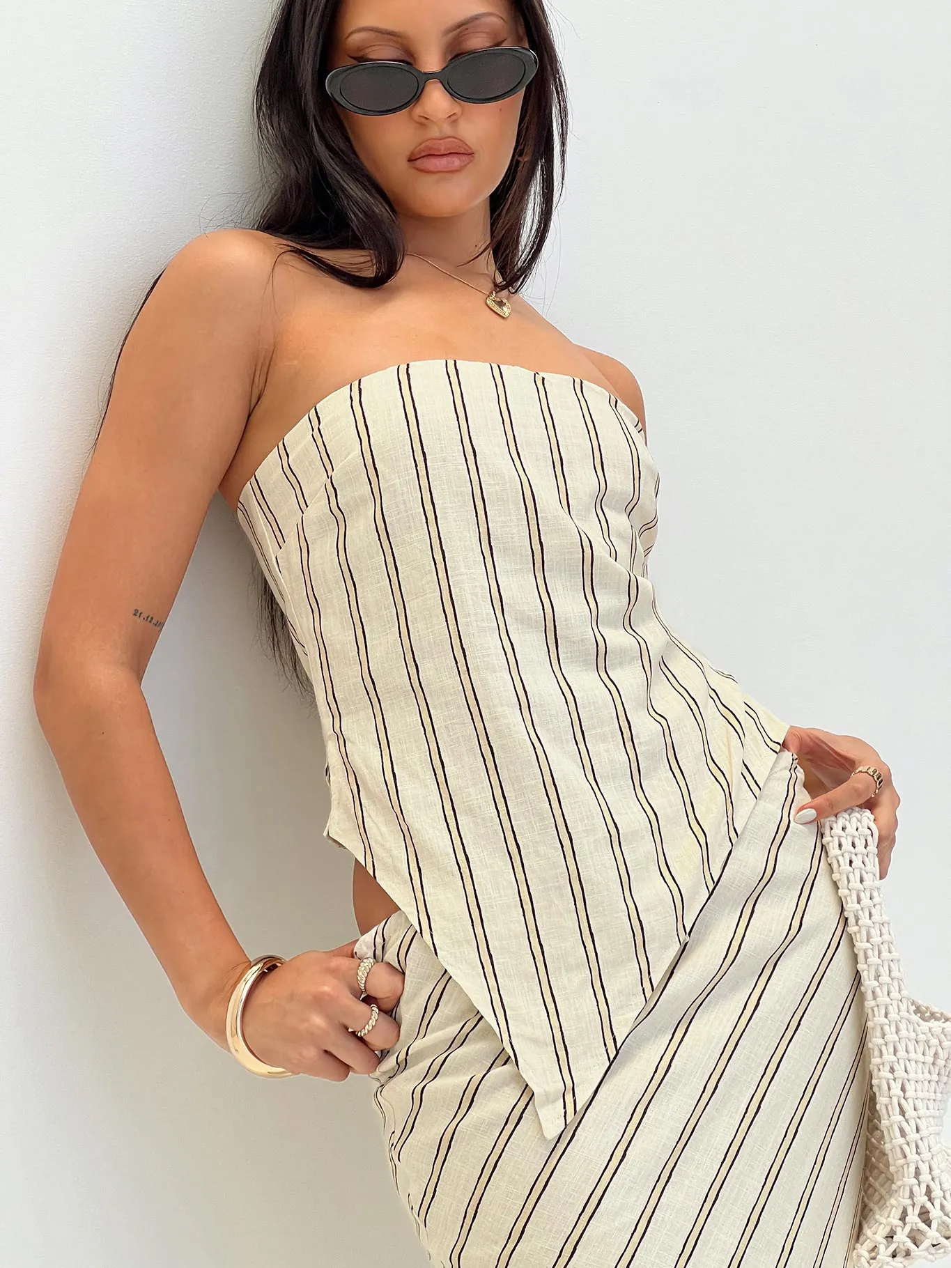 Birdie Asymmetric Linen Blend Top Cream Non Chafing Side Seams HypoallergenicConstruction