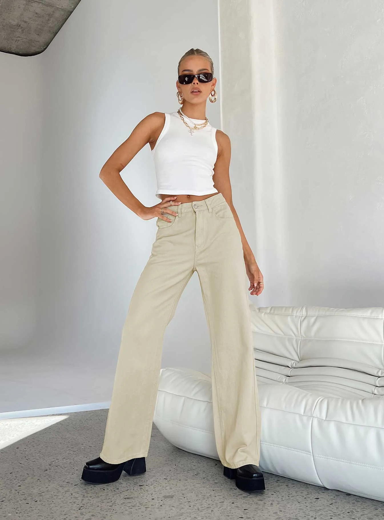Cool Outfitters Milford Wide Leg Jean Denim Stone